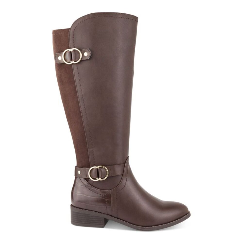 KAREN SCOTT Womens Brown Crocodile Leandraa Almond Block Heel Riding Boot 5 M